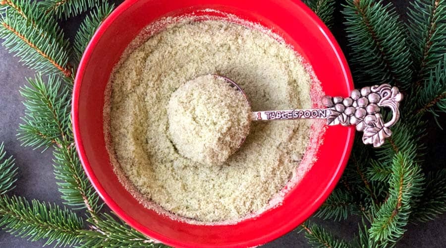 Christmas tree sugar (made with edible conifer needles) Tyrant Farms