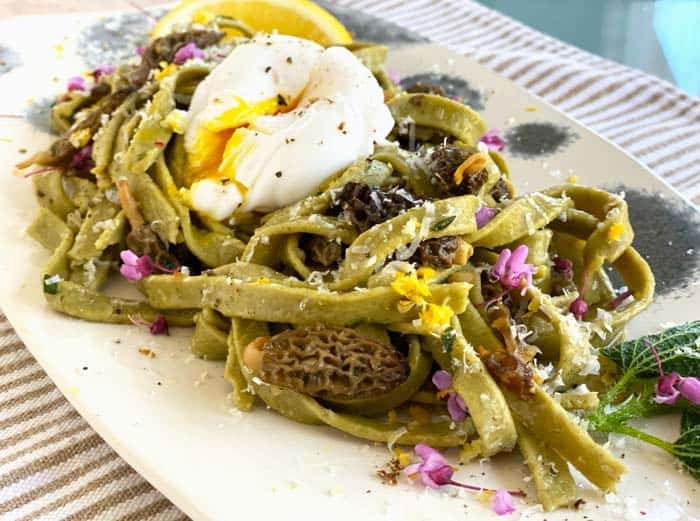 Recipe: Morel mushrooms with stinging nettle pasta and poached duck eggs -  Tyrant Farms